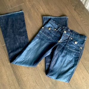 Dark wash low rise Rock & Republic flare jeans
